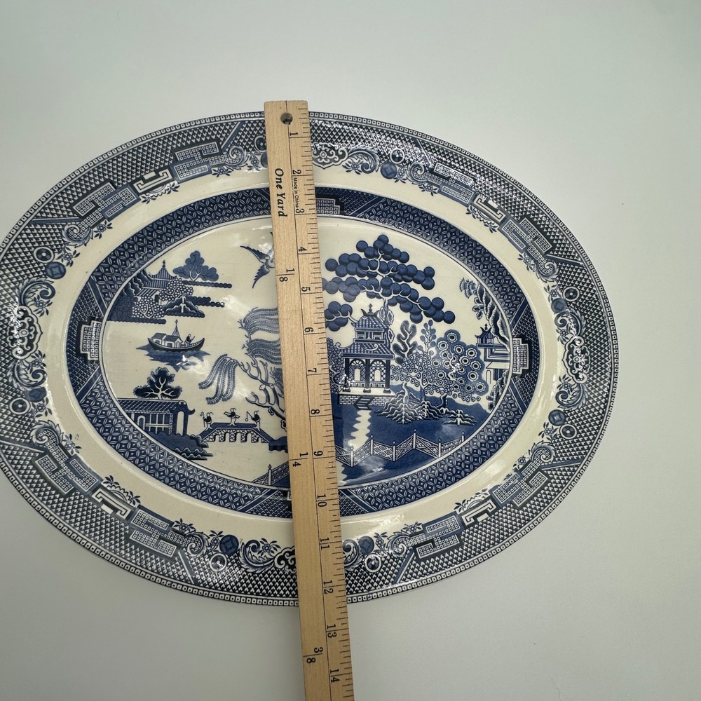 Johnson Brothers Willow Blue White Oval Serving Platter 16 Inch England Vintage - Picture 7 of 11